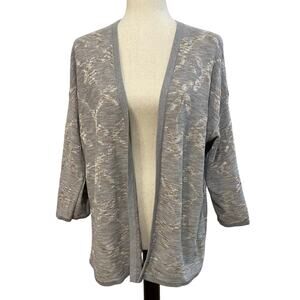 J. Jill purejill Open Front Cardigan Sweater Artisanal Design Women's S Gray Tan